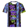 thumbnail image 4 of UPPADA Journée Aujourd'hui Femme Col Rond Imprimé Floral Décontracté Imprimé Haut à Manches Courtes Haut/chemise à Manches Courtes à Col Rond Hauts pour Femmes Chic Décontracté, 4 of 5
