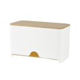 thumbnail image 1 of Organizador de máscaras multifuncional para caja de dispensador de tejidos faciales, soporte de tejidos húmedos a prueba de humedad sellado para Cas, tablero de bambú, blanco Feliz Sencillez, 1 of 5