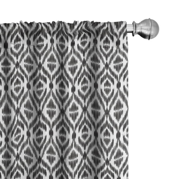 Ambesonne Tribal Curtains, Sketchy Seem Rectangular, Pair of 28"x84", Black and White