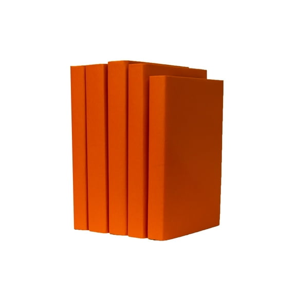 Pen & Willow Orange Paper-Wrapped Decorative Books - Real, eco-friendly, shelf-ready book bundles for home or office decor, weddings or staging.