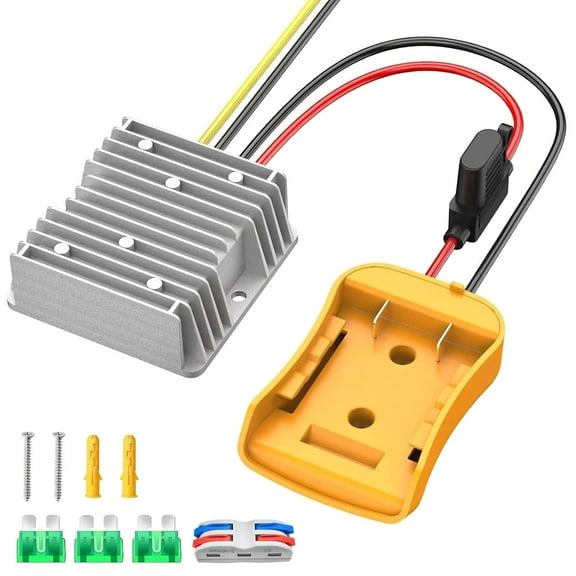 JIAHAOO Battery Adapter 18V/20V to 12V Step Down Converter with 10A 100W Output Voltage Regulator Fuse for Dewalt