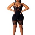 thumbnail image 3 of Mono de malla sin mangas Sexy para mujer de VISgogo, mono transparente de encaje con escote en V y espalda descubierta, pantalones cortos eróticos de una pieza calados para mujer VISgogo moda, 3 of 9