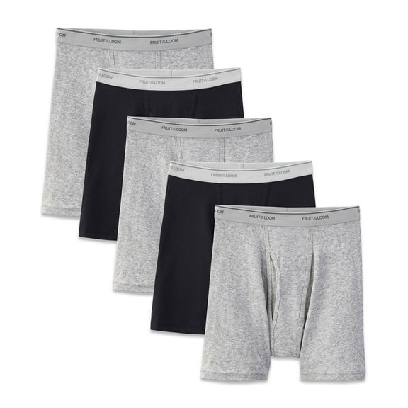 Fruit of the Loom Men's CoolZone Fly Black and Gray Boxer Briefs, Extended Sizes, 3 Pack