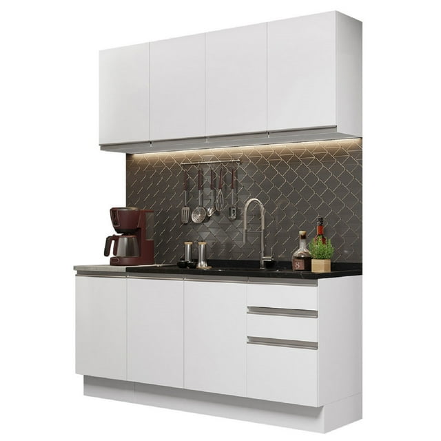 Cocina Integral Madesa Glamy Sin Tarja 160 Cm Blanco Madesa Glamy