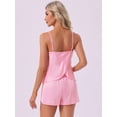 thumbnail image 4 of DARING DIVA Women's Satin Cami Pajama Set with Crisscross Back and Split Shorts M Pink, 4 of 7