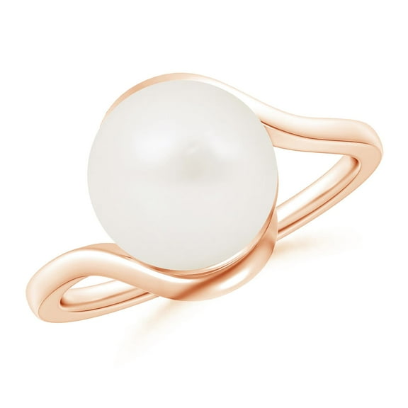ANGARA Freshwater Cultured Pearl Solitaire Bypass Ring in 14K Rose Gold for Women | June Birthstone, Birthday, Anniversary, Jewelry Gift for Women | Pearl Ring