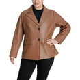 thumbnail image 2 of Anne Klein Women's Plus Size Leather Blazer Jacket (Black, 1X), 2 of 4