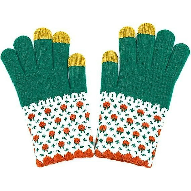Winter Touch Screen Gloves For Women Cable Knit Wool Fleece Lined Texting Mittens Gold Weather Warm Sport Glove