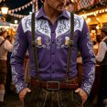 thumbnail image 2 of Purple Happy Gift Oktoberfest Button Shirts for Man Summer Fall Long Sleeve Collared High Neck Print Top T Shirt Blouse Mens 2026 Fashion XL, 2 of 5