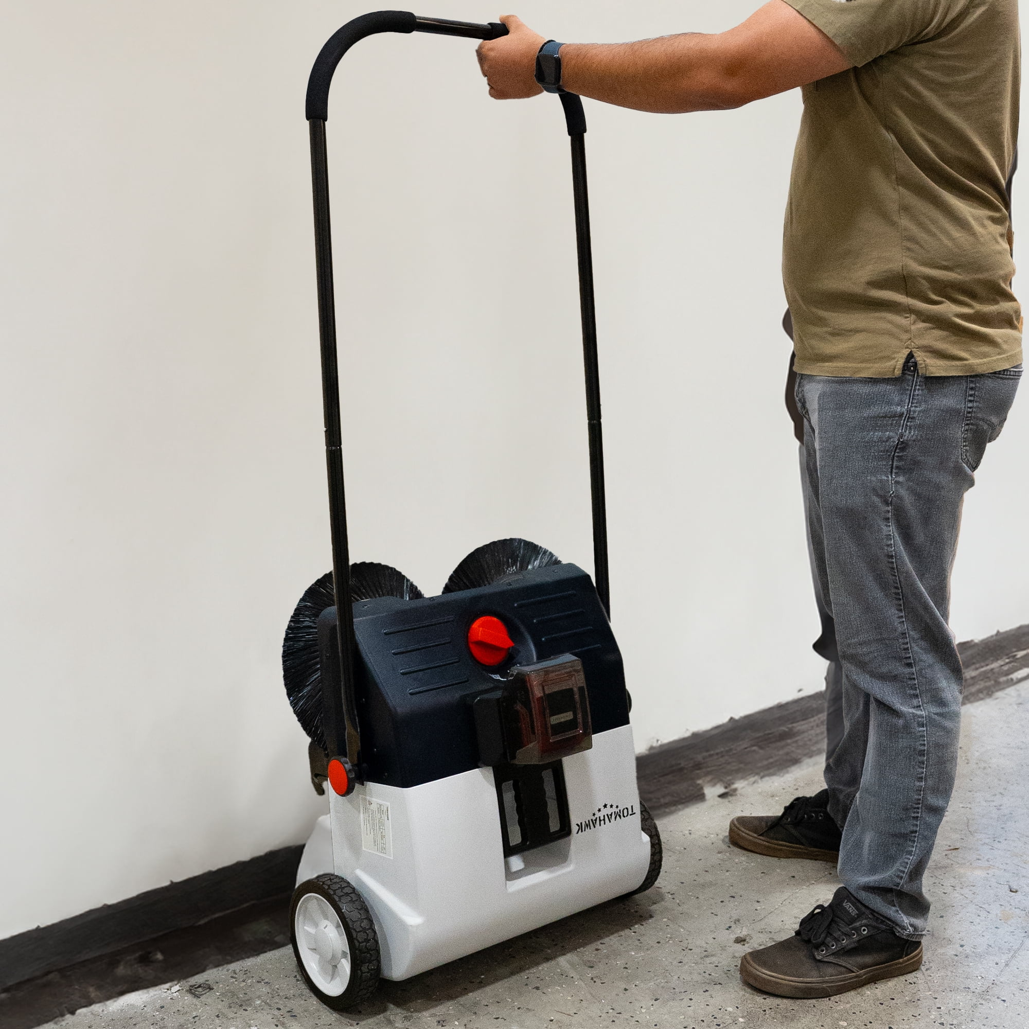 Tomahawk Power 22" Push Sweeper with Double Brush System and 18V Lithium-Ion