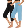 thumbnail image 2 of Chbgutlmr Pants for Women 2pc Capris Mid Waisted Cropped Athletic Summer Casual Loose Trousers Pockets, 2 of 9