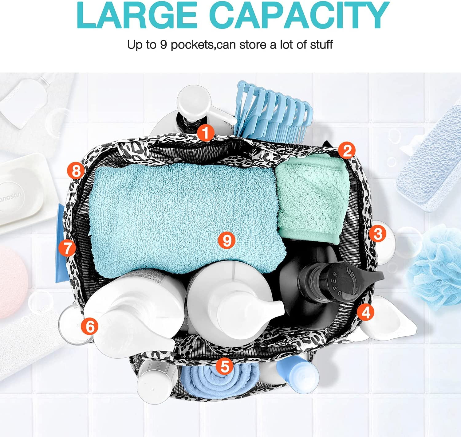 Livhil Portable Shower Caddy Dorm, Toiletry Bag for Women Men