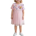 thumbnail image 2 of LOVZFMLL Robe Mignonne à Manches Courtes pour Tout-Petits Enfants Couleur Unie Imprimée Extensible Robe Trapèze, 2 of 8
