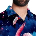 thumbnail image 5 of Starry Sky Flamingo Men's Poplin Casual Printed Button Down Short Sleeve Summer Beach Shirts Unisex, 5 of 6