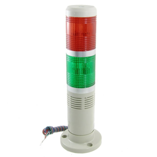 Unique Bargains 24V DC Red Green Industrial Signal Tower Light Lamp Flash with Buzzer