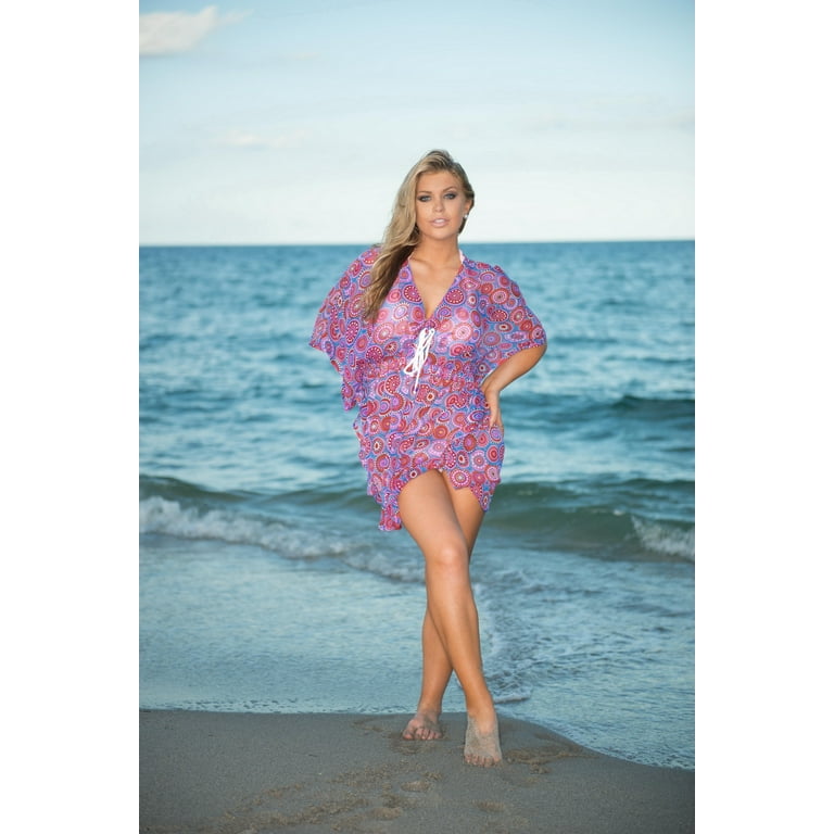 HAPPY BAY Women's Short Beach Casual Swimsuit Cover ups 1X-2X Purple-AC739  