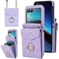 thumbnail image 1 of MYKOMI Phone Case for Motorola Razr 40 Ultra/Moto Razr Plus 2023 Wallet Cover with RFID Blocking Ring Crossbody Wrist Strap Stand Credit Card Holder Purse Cell Razr+ + 5G XT2321-3 Women Girls Purple, 1 of 7