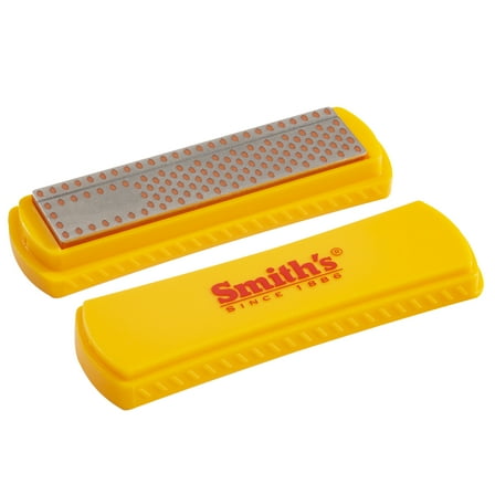 Smith’s 50363 4-Inch Diamond Sharpening Stone – Yellow – Plastic Cover Included – Fine 750 Grit – Lightweight & Compact – Sharpen Hooks, Knives & Tools