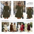 thumbnail image 5 of PRETTYGARDEN Long Sleeve Mini Dress for Women Fall Crewneck Knit Pleated Babydoll A Line Soft Casual Short Party Dresses, 5 of 8