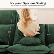CDCASA 86 Modular Sectional Sofa, 2-Seat L Shaped Cloud Couch with Movable Ottoman, Deep Seat Modern Sofa, Sectional Couches for Living Room, Green