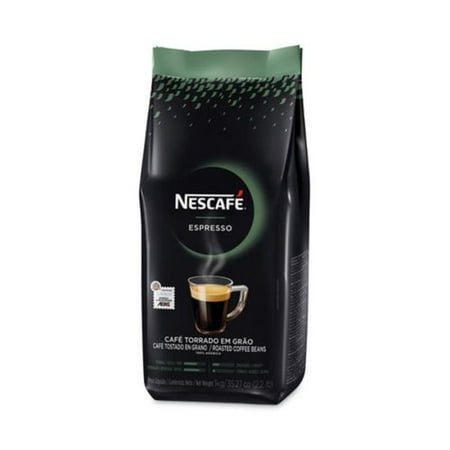 NESCAFE Espresso Whole Bean Coffee, 100% Arabica, Medium Roast Coffee, 2.2 Lb Bag, Box of 6 Bags