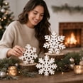 Trivibe 3PC Christmas Wooden Snowflake Tabletop Decor Distressed ...