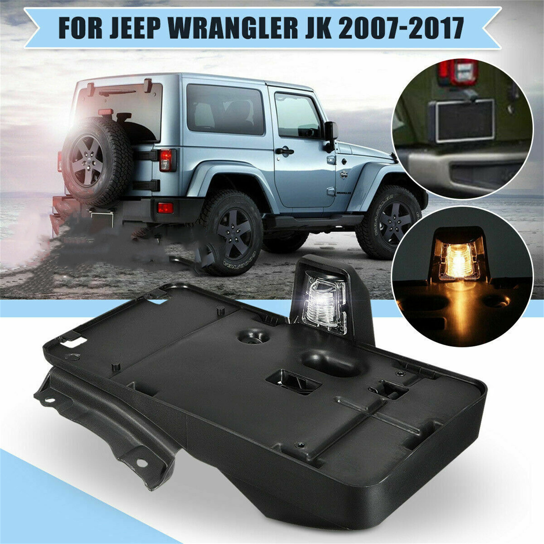 Rear License Plate Mounting Holder Bracket &Light for 2007-2017 Jeep  Wrangler JK 