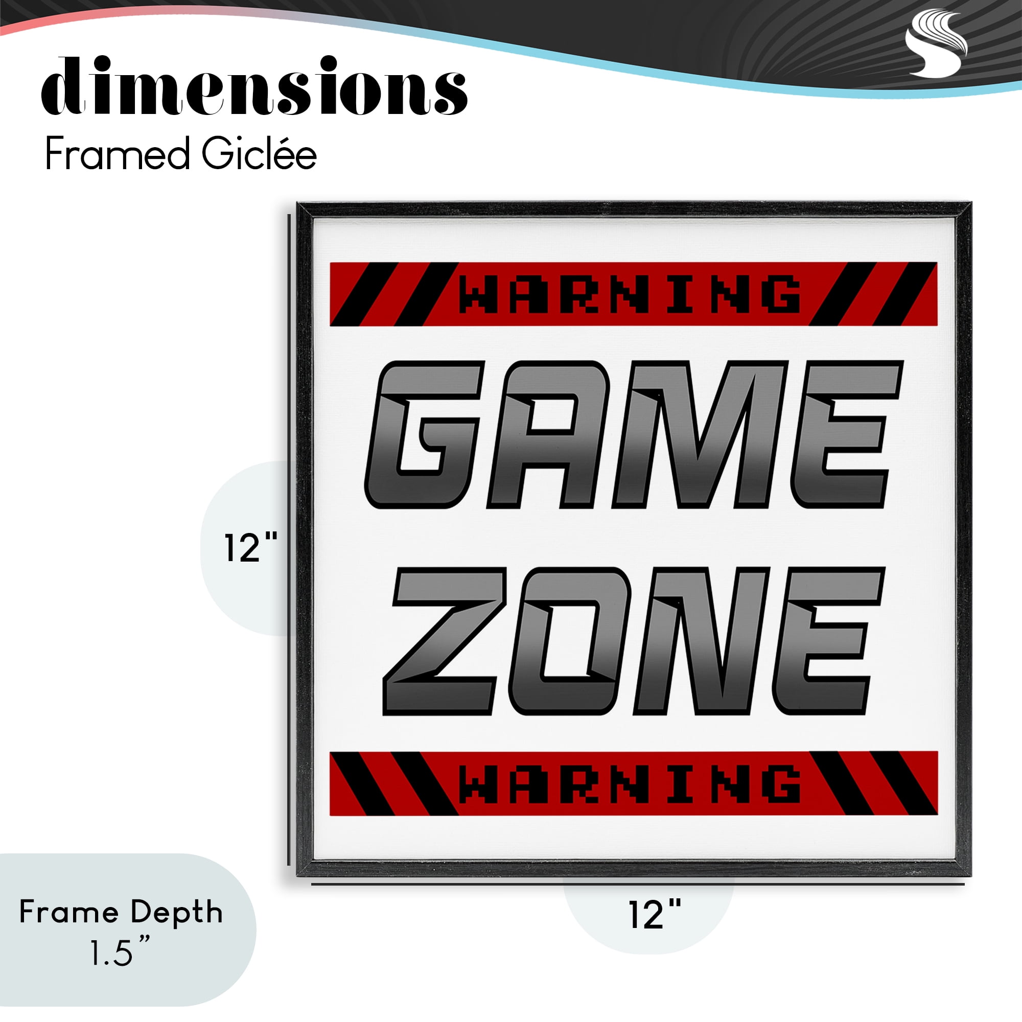 Stupell Industries Game Zone Warning Black Framed Giclee Art, design by Marcus Prime