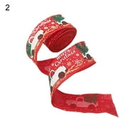 Opolski 1 Roll DIY Christmas Ribbon Fashion Imitation Linen Wrapping Ribbon with Wired Edge for Home