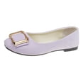 thumbnail image 1 of FRSASU Chaussures pour Femmes Ballerines en Cuir Verni Escarpins à Bride Carrée Chaussures Plates à Bout Carré pour Dames Violet, 1 of 3
