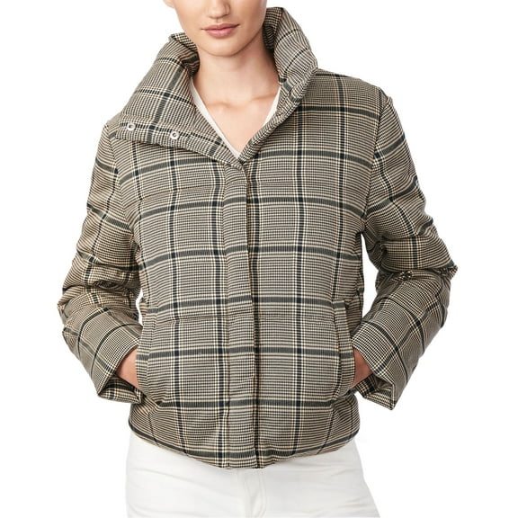 Collection B Womens Cropped Puffer Coat X-Large Plaid