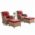 thumbnail image 2 of Unnifurnzi Outdoor Patio Furniture Set-5 Piece Outdoor Swivel Rocker Chairs with Ottomans Patio Furniture Set for Deck Balcony Poolside Backyard-Yellow/Red, 2 of 7