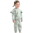 thumbnail image 5 of CPNG Toddler Infant Baby Girls and Boys Sportswear Outfits Flower Print Ruffled Long Sleeve Pullover Sweatshirt and Matching Pants 2 Piece Set, 5 of 7