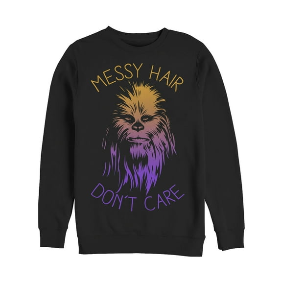 Men's Star Wars Messy Hair Don't Care Chewie Sweatshirt Black Small