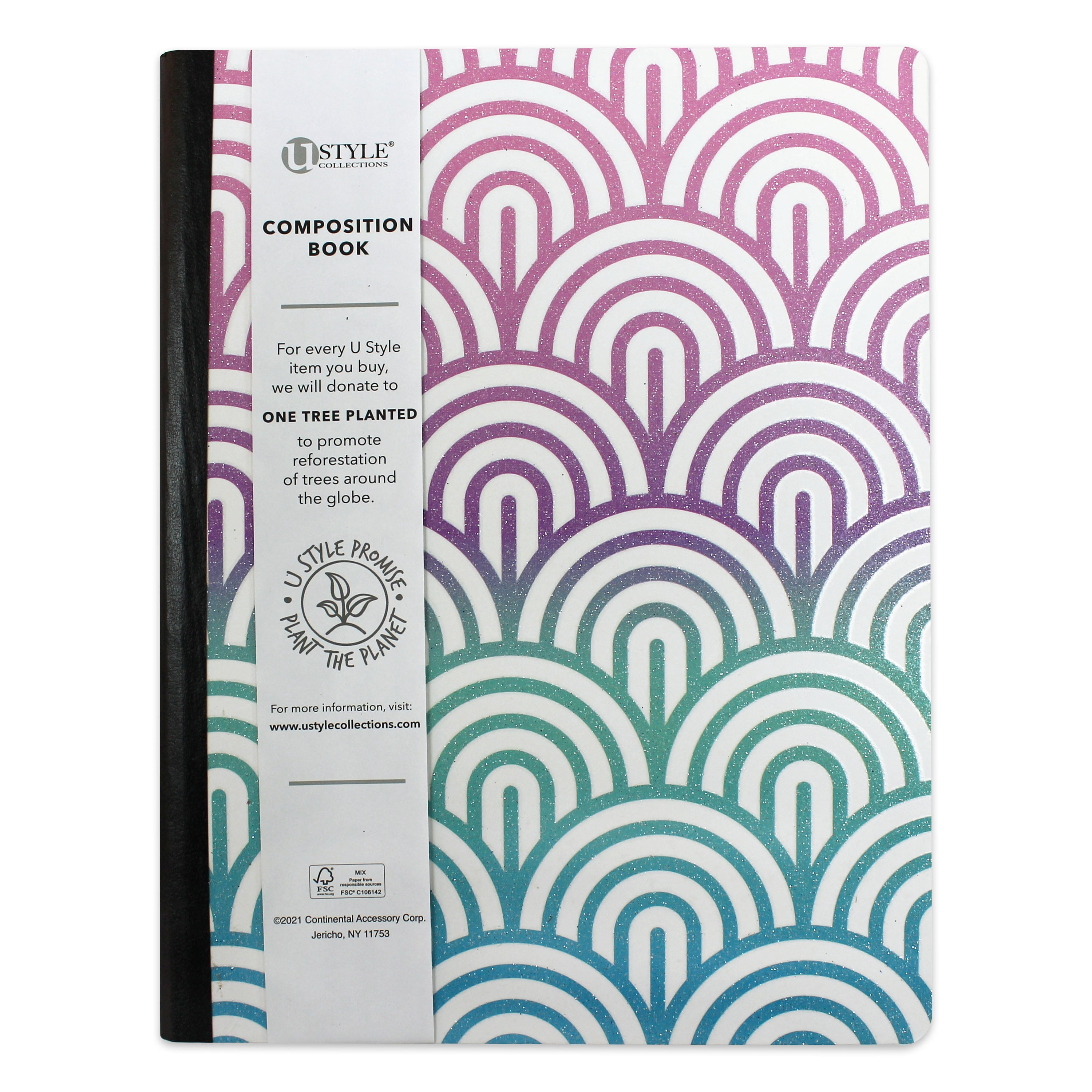 U Style Glitter Festival Composition Book, 100 Sheets, College Rule, Mess-Proof