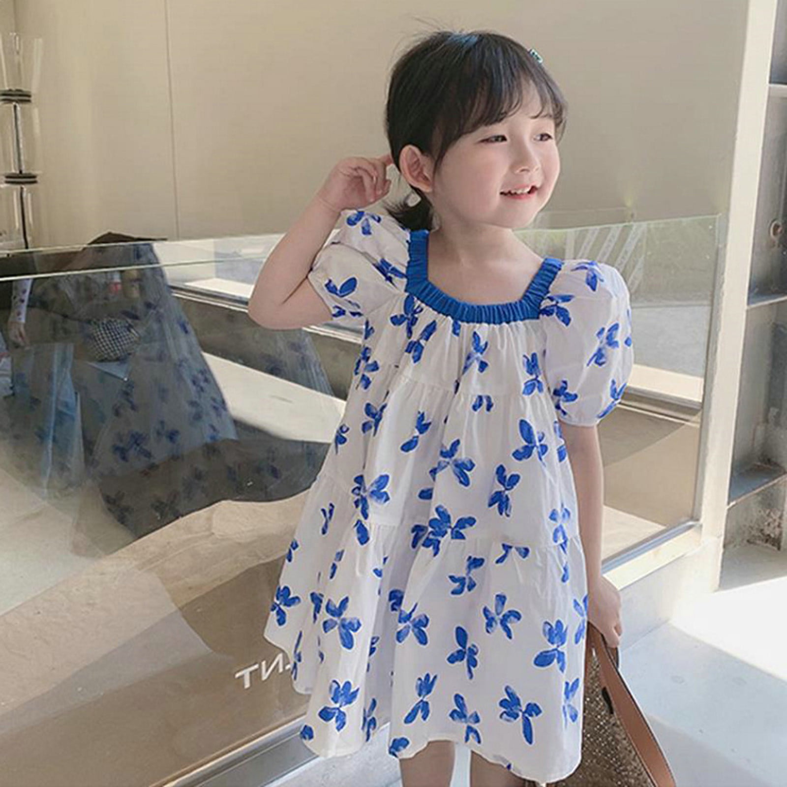 First Dresses for Girls 7-16 Imported Dresses Toddler Kids Baby Girls  Clothes Summer Puff Sleeve Butterfly Pattern Princess Dress Casual Beach  Dresses