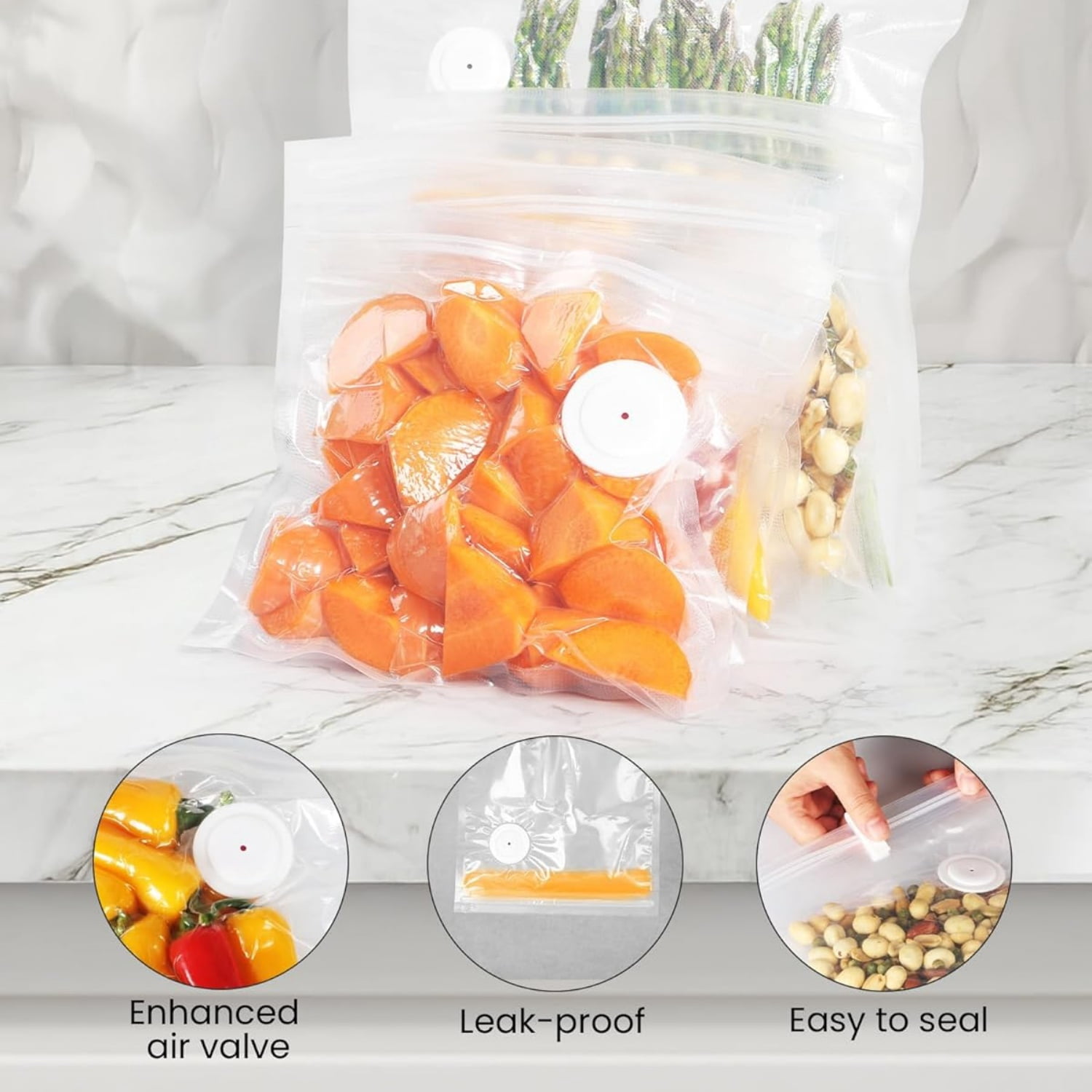 Vacuum Sealer for Food with Visible Water Tank, Handheld Compact Vacuum Sealer Machine with 30 Bags for 6X Preservation & Fresh, White