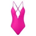thumbnail image 5 of Yuncity Womens One Piece Swimsuits Deep V Neck Shapewear Backless Thong Bodysuit Tank Top Bathing Suit Swimwear For Beach Pool Pink S-Xl, 5 of 6
