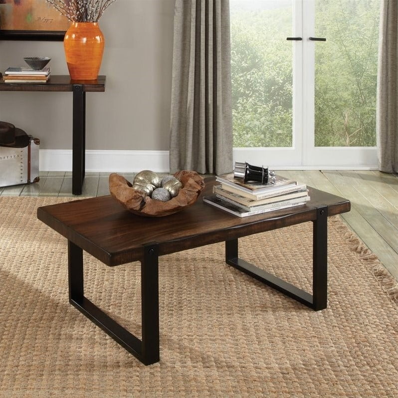 Coaster Two Tone Coffee Table In Vintage Brown And Black