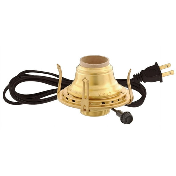 B&P Lamp® Solid Brass #2 Queen Electrified Burner with Black Cord