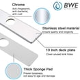 thumbnail image 3 of BWE Faucet Cover Sink Hole Deck plate 10 Inch for 1 or 3 Hole Chrome Bathroom or Kitchen Sink Faucet Oversized Escutcheon Plate Vessel Vanity Basin Sink Stainless Steel Plate Square Modern, 3 of 7