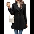 thumbnail image 1 of Abrigo de Invierno de Mezcla de Lana Color Camel para Mujer, Hasta la Rodilla, con Solapa y Muesca, Chaqueta de Abrigo con Botonadura Única Negro L, 1 of 9