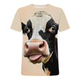 thumbnail image 3 of Men's All-over Print Tee, Funny Cow Face Licking Nose 3D Graphic Short Sleeve, Round Neck Comfortable Fabric, Novelty Animal Top for Summer Casual, Daily Wear, Theme Party, 3 of 4