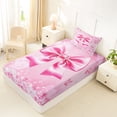 thumbnail image 4 of Erosebridal Pink Princess Bowknot Twin Sheet Sets For Girls,3D Glitter Print Diamond Kids Bedding 3 Pieces, 4 of 6