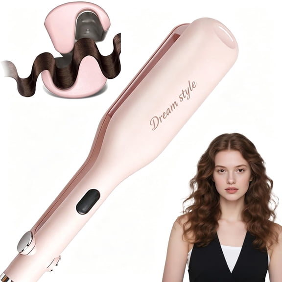Ceramic Hair Waver, 30 Second Fast Heating, Adjustable Temperature, 1 Inch Barrel for S Waves, Easy to Use – Pink