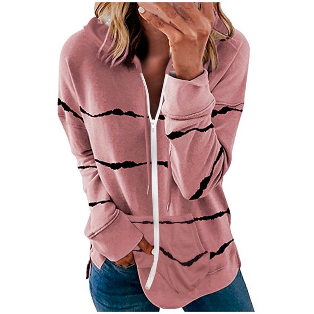 3X Manteau d'Hiver pour Femmes Grande Taille Capuche à Fermeture Éclair Manteau pour Femmes Pulls Chandails en Molleton Manteau Rayé Manteau pour Femmes