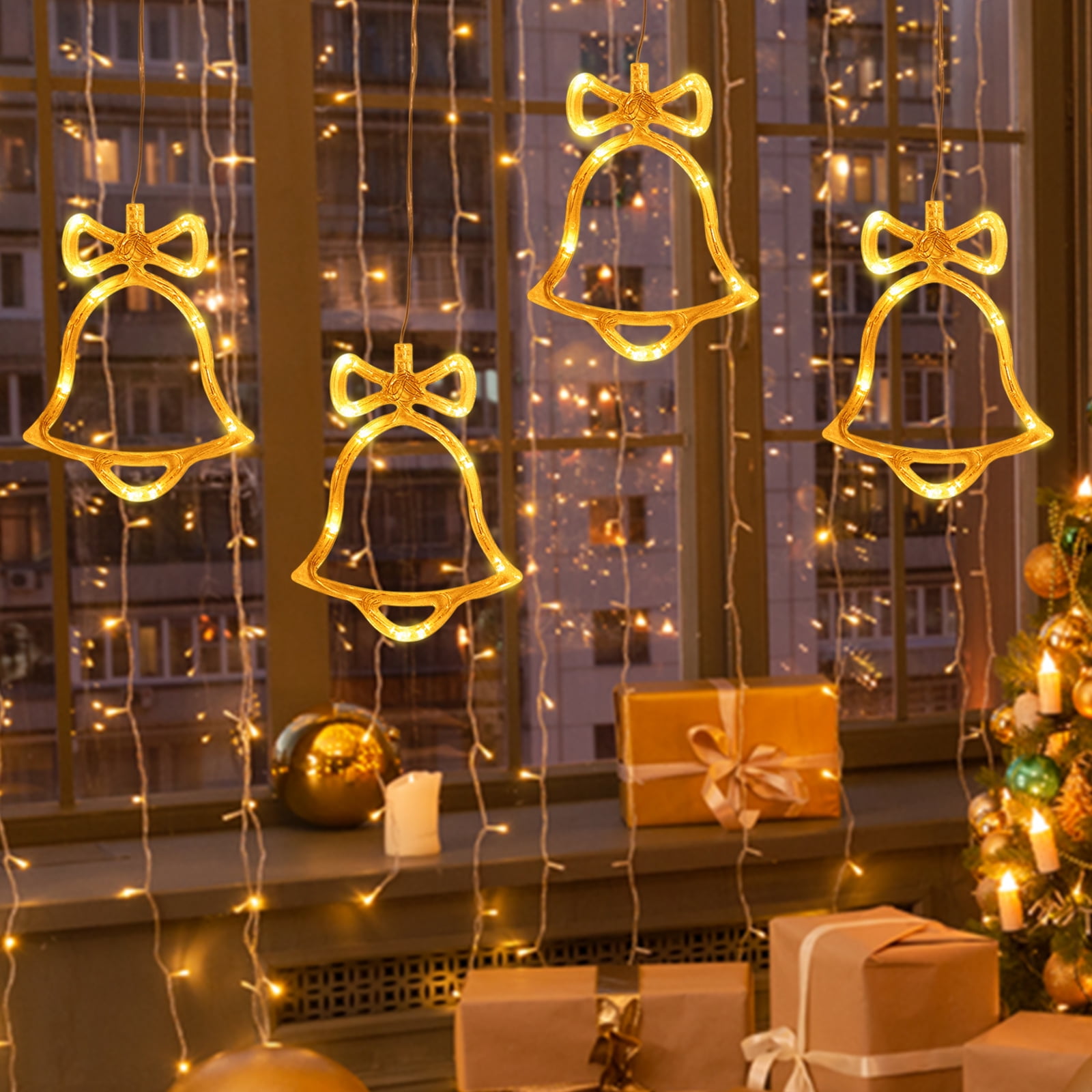 KKSQ 10 LED Christmas Lights Hanging Window Light Window Hanging Decor ...