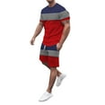 thumbnail image 2 of pxiakgy suits for men mens spring summer leisure sports breathable absorbing stitching printed short sleeve shorts two piece set men suits red + l, 2 of 7