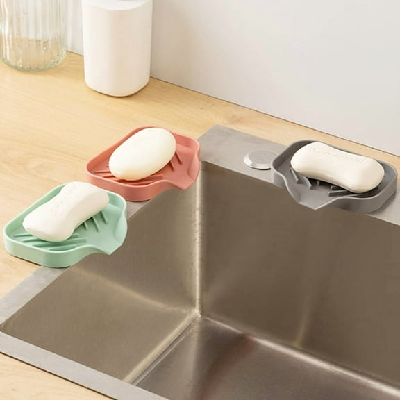 Silicone Soap Dish with Drain, Bar Soap Holder for Shower/Bathroom, Self Draining Waterfall Soap Tray/Saver for Kitchen, Keep Soap Dry, Easy to Clean