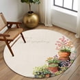 thumbnail image 2 of Round Area Rug 5 Ft, Spring Flowers Washable Non-Slip Circle Carpet for Living Room/Bedroom, Botanical Blossom Floral Pot Plants Low-Profile Runner Mats Collection Rugs for Indoor, 2 of 8